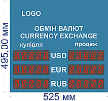 Електронне табло обміну валют(сегменти) - 3 валюти 525х495мм