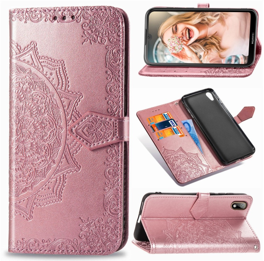 Чохол Vintage для Huawei Y5 2019 книжка з візитницею Рожевий