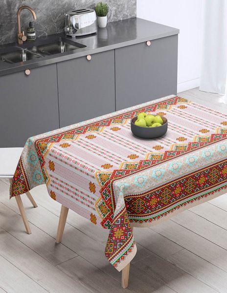 Скатертина ріжка на кухонний стіл Вілена розмір 120х150 Гуцульський мотив
