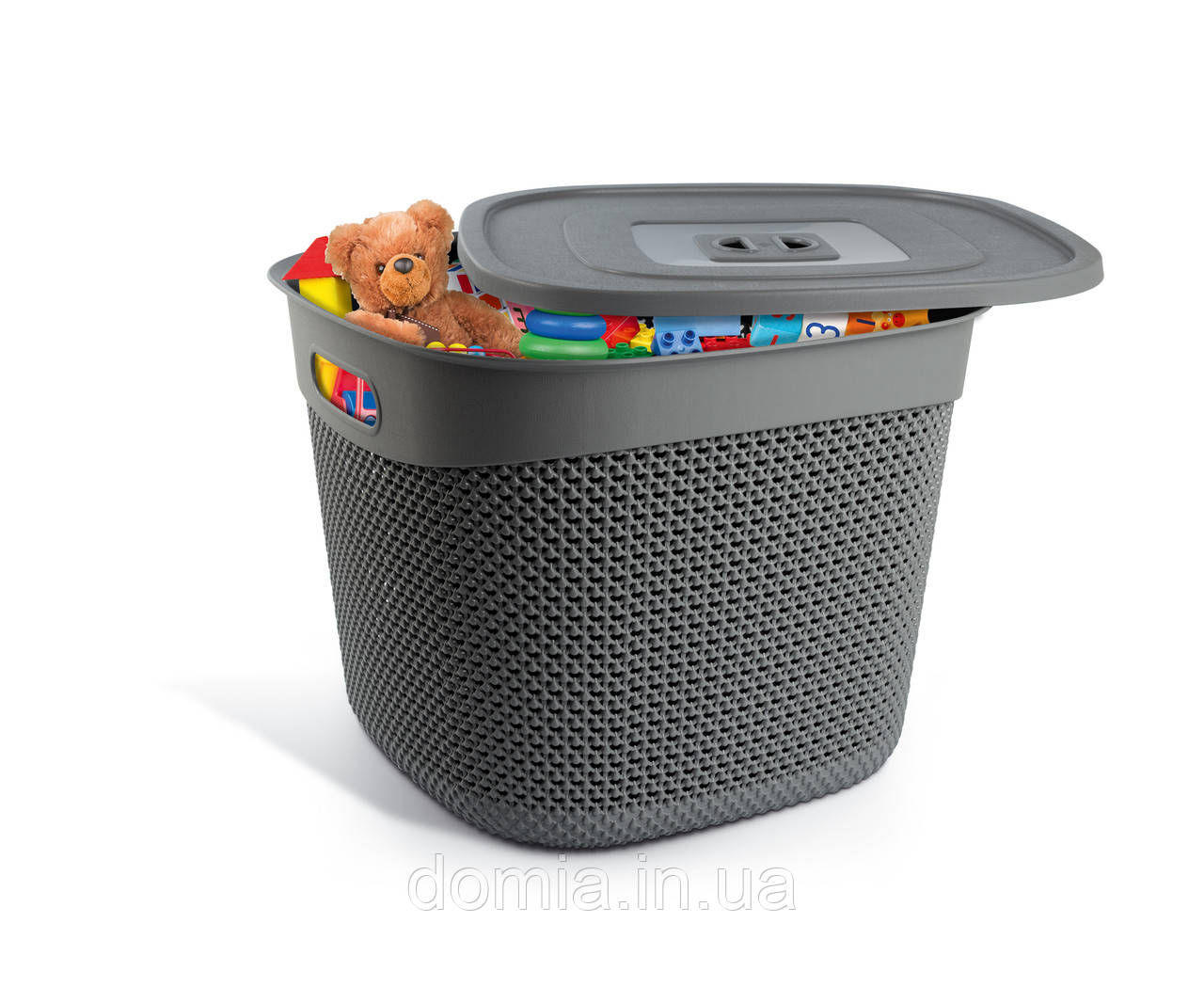 Квадратна кошик DROP DESIGN з кришкою UCSAN plastik 36 л. M-1169