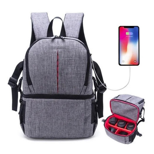 ФотоРюкзак AccPro DAC-1721R grey/red (сіро-червоний) для фото/відео, фото 1