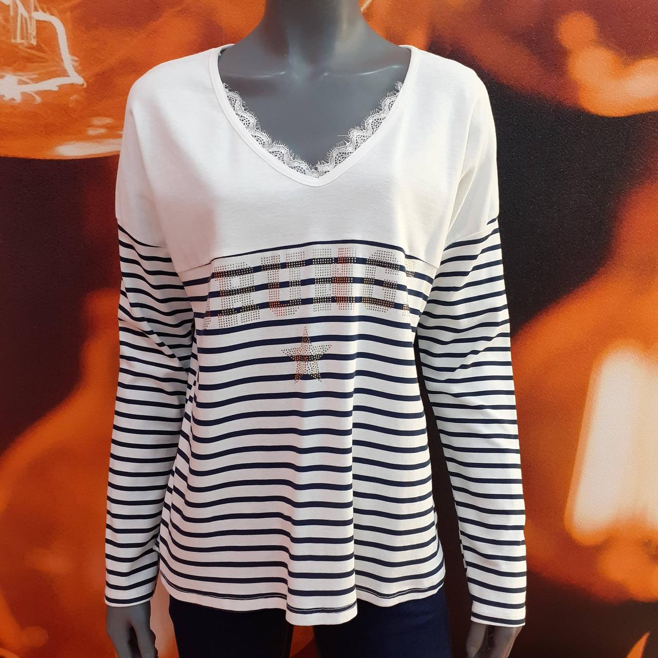 Джемпер тонкий жіночий кофтинка трикотажна полоски мис 50 білий, фото 1