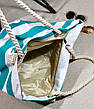 Пляжна коттоновая об'ємна сумка в смужку з овальним дном 55х35, фото 5