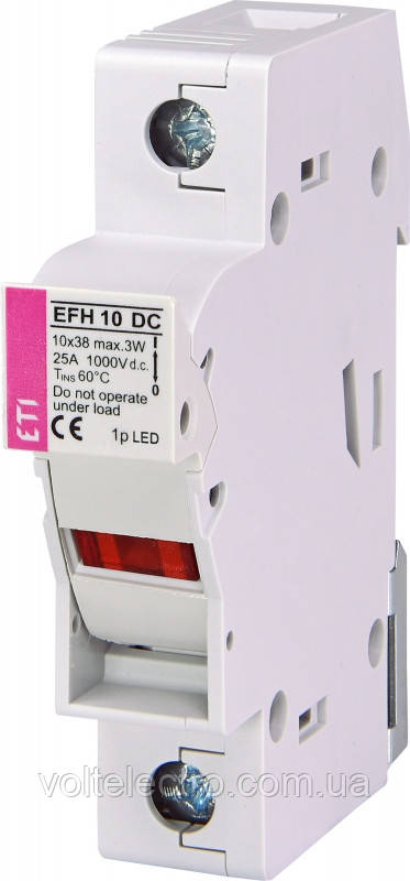 Тримач запобіжників ETI 10x38 EFH 10 1P LED 25A 1000V DC, фото 1