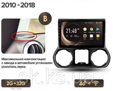 Junsun 4G Android магнітола для Jeep Wrangler 3 JK 2008 - 2018 2 ГБ ОЗП + 32 + 4G тип В 10-18, фото 1