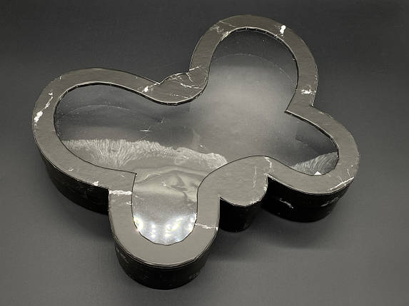 Коробки подарункові у вигляді метелика. Колір "чорний мармур". 29х23х6см, фото 1