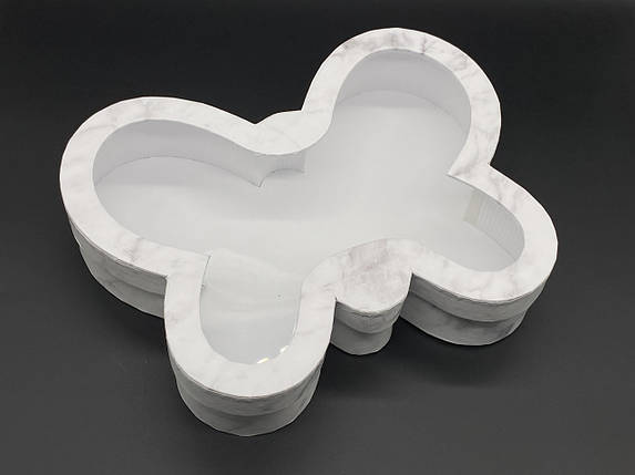 Коробки подарункові у вигляді метелика. Колір "білий мармур". 29х23х6см, фото 1