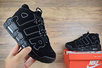 Чоловічі кросівки Nike Air More Uptempo, чорні із сірим адідас найт, фото 2