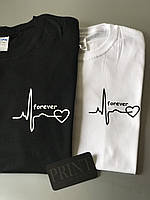 Парные футболки для парня и девушки c кардиограммой FOREVER