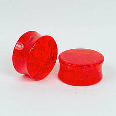 Плаг акриловий червоний з ефектом Бите скло (пара)