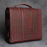 Велика шкіряна сумка-портфель, бордова сумка ручної роботи з натуральної шкіри, фото 3