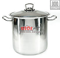 Каструля 8,5 л (Ø22 см, h-22 см) з неіржавкої сталі з кришкою (індукційне дно) Arian (Туреччина)