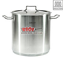 Каструля 10,5 л (Ø24 см, h-24 см) з неіржавкої сталі з кришкою (індукційне дно) Arian Jumbo (Туреччина)