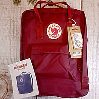 Крутой Рюкзак Fjallraven Kanken Classic на стиле, Бордовый 16 литров (Полиэстер) Живые фото