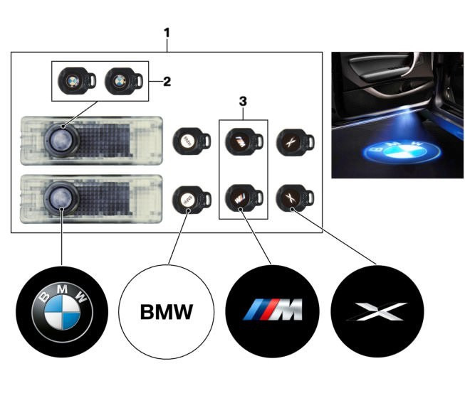Світлодіодний дверний проектор BMW LED Door Projectors, артикул 63312414105