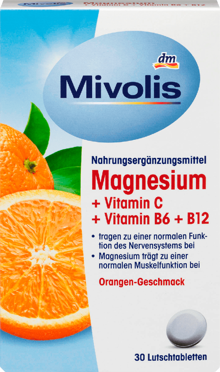 Біологічно активна домішка Mivolis Magnesium + Vitamin C + Vitamin B6 + B12, 30 шт.