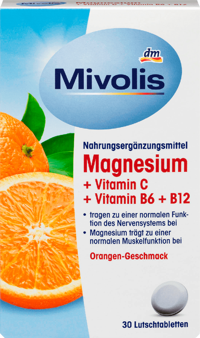Біологічно активна домішка Mivolis Magnesium + Vitamin C + Vitamin B6 + B12, 30 шт., фото 1