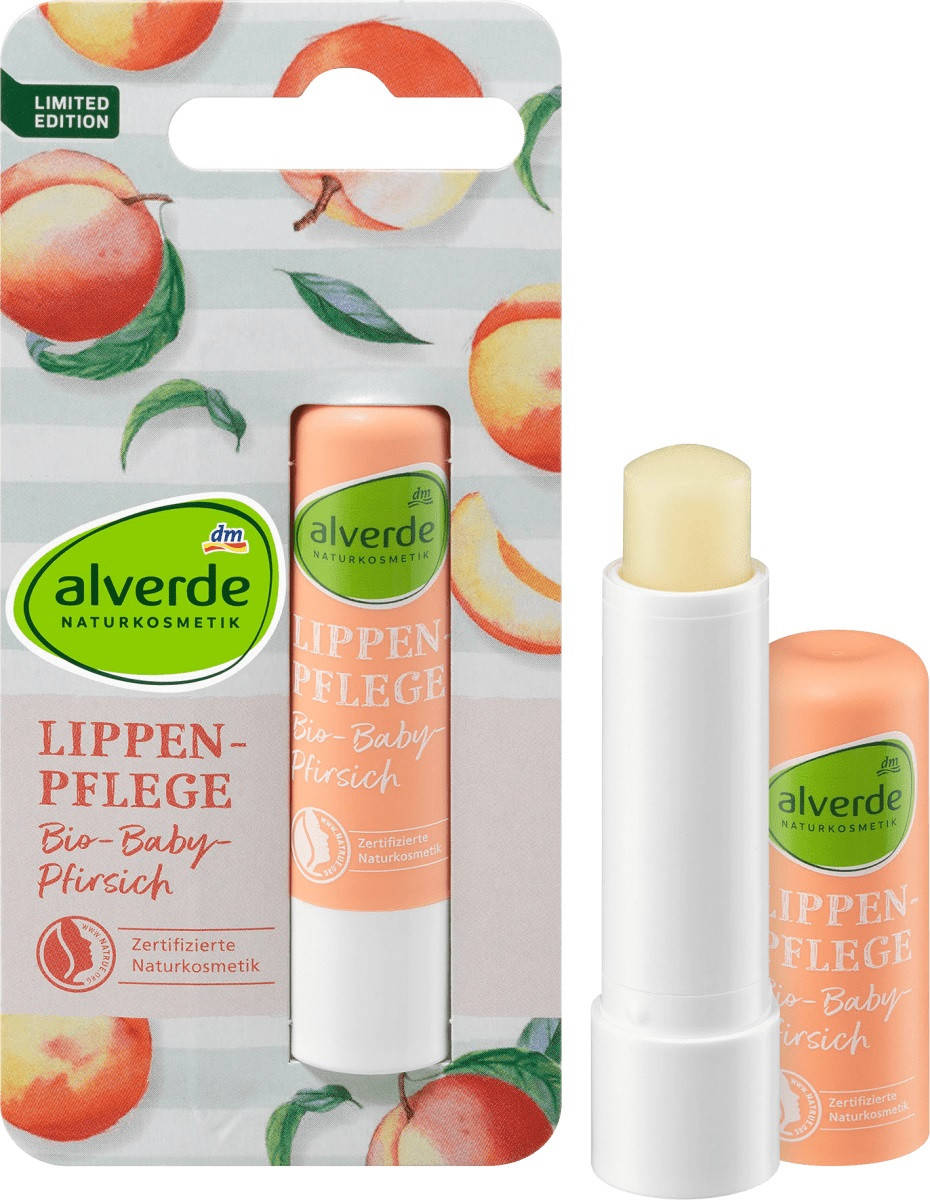 

Alverde NATURKOSMETIK Lippenpflege Bio-Baby-Pfirsich Бальзам для губ с ароматом персика 4,8 г