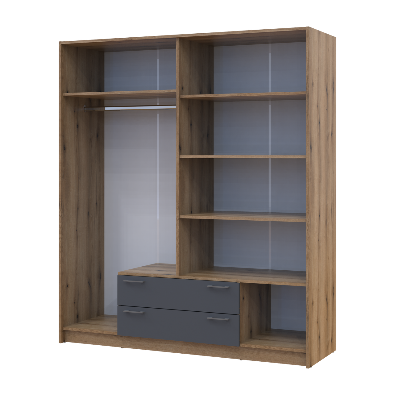 Розпашна Шафа для одягу Doros Ронді з дзеркалом Дуб Артізан/Графіт 4ДСП 160х52х195 (80737826) 4