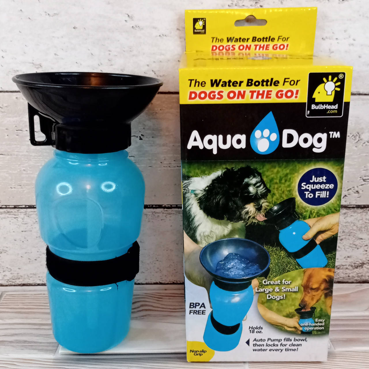 

Портативная бутылка-поилка для собак в дорогу Aqua Dog переносная дорожная поилка собаки на улице ФОТО, Голубой