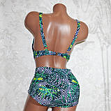 62 розмір. Модний жіночий купальник із листям папороті, роздільний, м'яка чашка, без кісточок, фото 5
