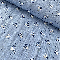 Коттон з білими маленькими квіточками на синьому джинсовому, ш. 145 см
