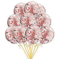 Набор шаров " Розовое золото с конфетти " 10 шт, для оформления праздника