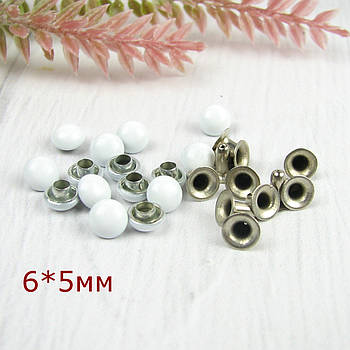 Хольнітени односторонні Білі Заклепки 6*5мм 10шт (WHL005 )