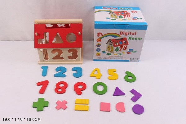 Дерев'яна іграшка Будиночок сортер із цифрами (691-47)