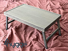 Столик-піднос для сніданку в ліжко на складаних ніжках із дуба HyggeTM Elite, графіт, фото 2