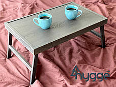 Столик-піднос для сніданку в ліжко на складаних ніжках із дуба HyggeTM Elite, графіт, фото 5