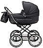 Коляска 2 в 1 класична Roan Marita Prestige (14" чорні колеса, чорна рама) P231 графіт - графітова (шкіра) перламутр, фото 3