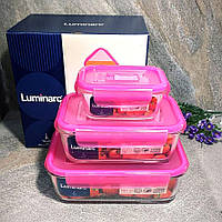 Набор прямоугольных пищевых контейнеров Luminarc Pure Box Active Neon 3 шт (N0332)
