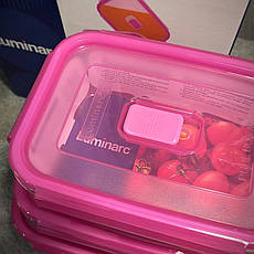 Набір прямокутних контейнерів Luminarc Pure Box Active з рожевими кришками 4 шт (N0341), фото 4