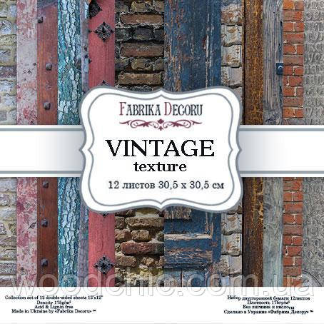 НАБОР СКРАПБУМАГИ VINTAGE TEXTURE 30,5X30,5 СМ 12 ЛИСТОВ