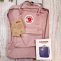 Крутой Рюкзак Fjallraven Kanken Classic на стиле, Пудровый-Розовый 16 литров (Полиэстер) Живые фото