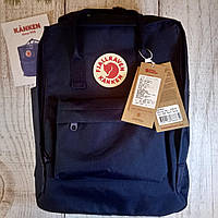 Крутой Рюкзак Fjallraven Kanken Classic на стиле, Темно-Синий Dark Blue 16 литров (Полиэстер) Живые фото