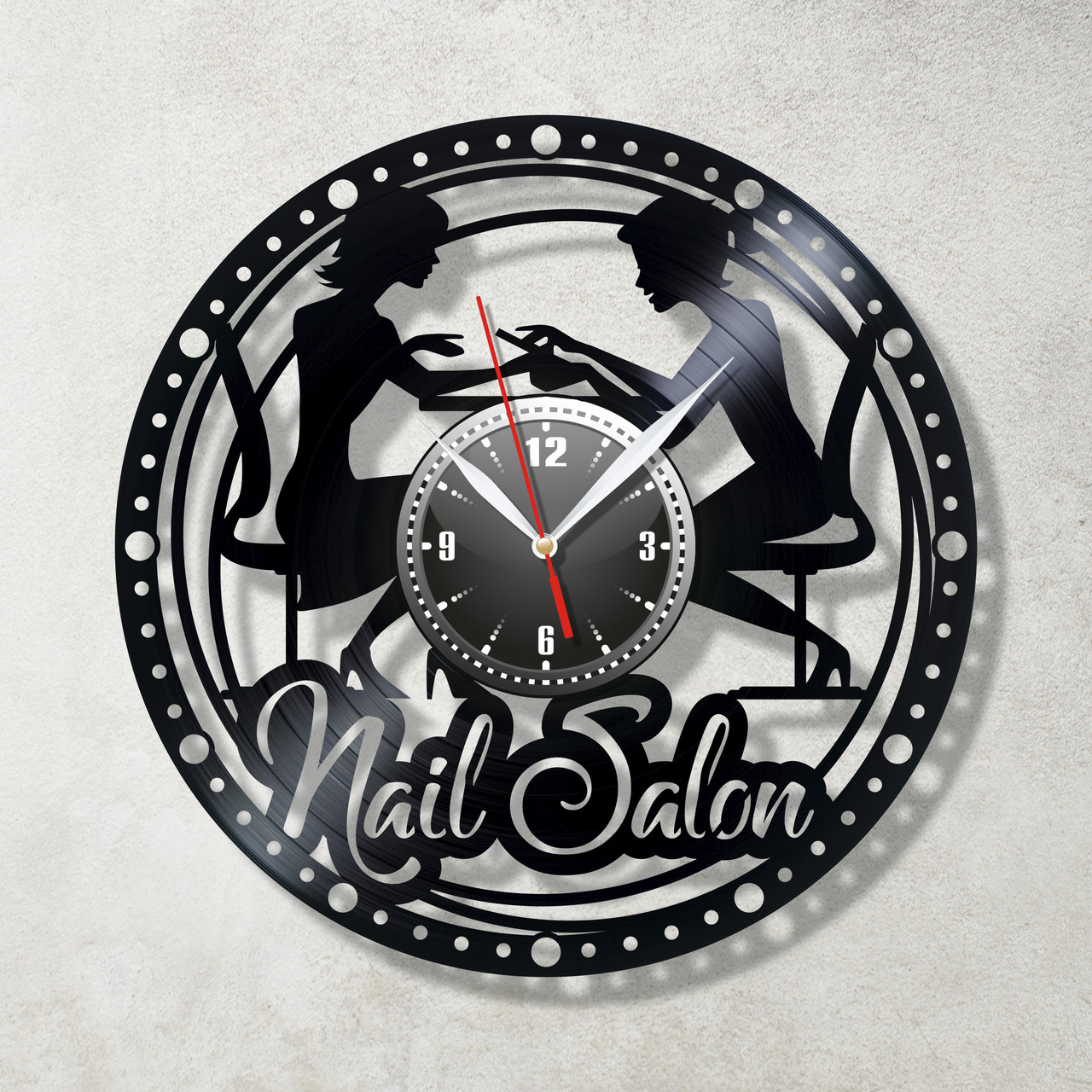 Часы настенные Маникюрный салон Виниловые часы Nail Salon Часы для маникюрного салона Маникюр Гель-лак - фото 2 - id-p1221813289