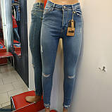 Джинси жіночі рвані американки скині 28 блакитні, фото 2