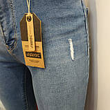 Джинси жіночі рвані американки скині 28 блакитні, фото 4