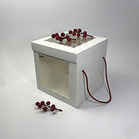 Коробка для пряничного домика, мини-тортика и кулича(пасхи), 200*200*200 мм, с окном, белая
