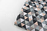 Польська бавовна "Трикутники-мозаїка" сіро-пудрові кольори No1726, фото 2