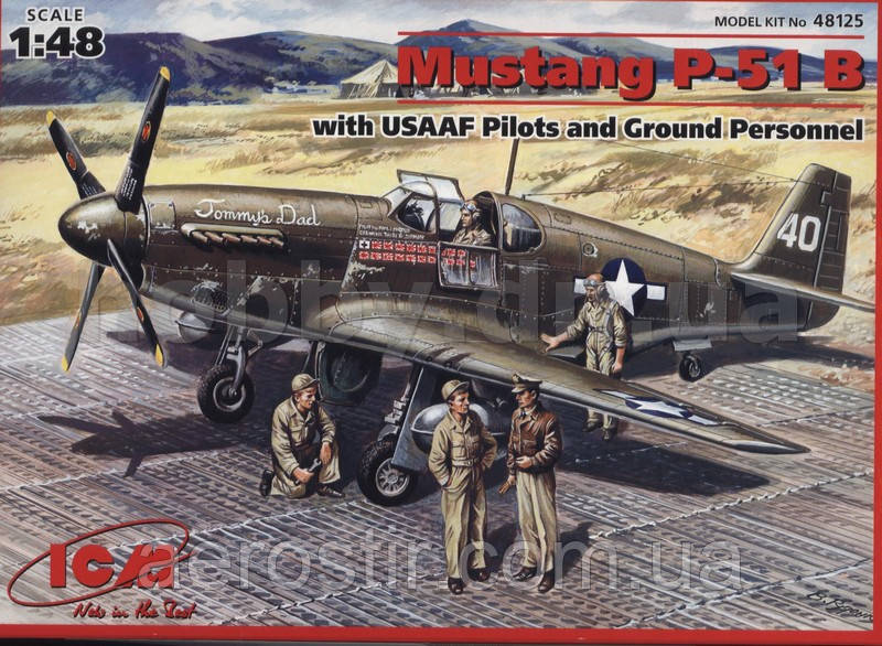 Mustang P-51B з пілотами та техніками 1/48 ICM 48125