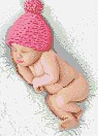 Младенец в розовой шапочке. Схема полной вышивки бисером