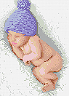 Младенец в голубой шапочке. Схема полной вышивки бисером