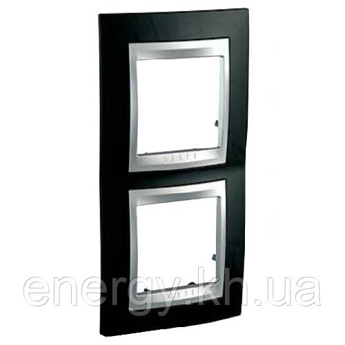 Рамка 2 пост. вертикальна Unica Top чорний родій/алюміній MGU66.004V.093