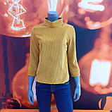 Гірчична жіноча кофта вельвет стійка на гудзиках, фото 3