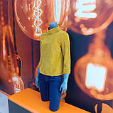 Гірчична жіноча кофта вельвет стійка на гудзиках, фото 2