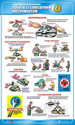 Стенд. Охрана труда на автотранспорте. Работа с слесарным инструментом. 0,6х1,0. Пластик - фото 1 - id-p423263844