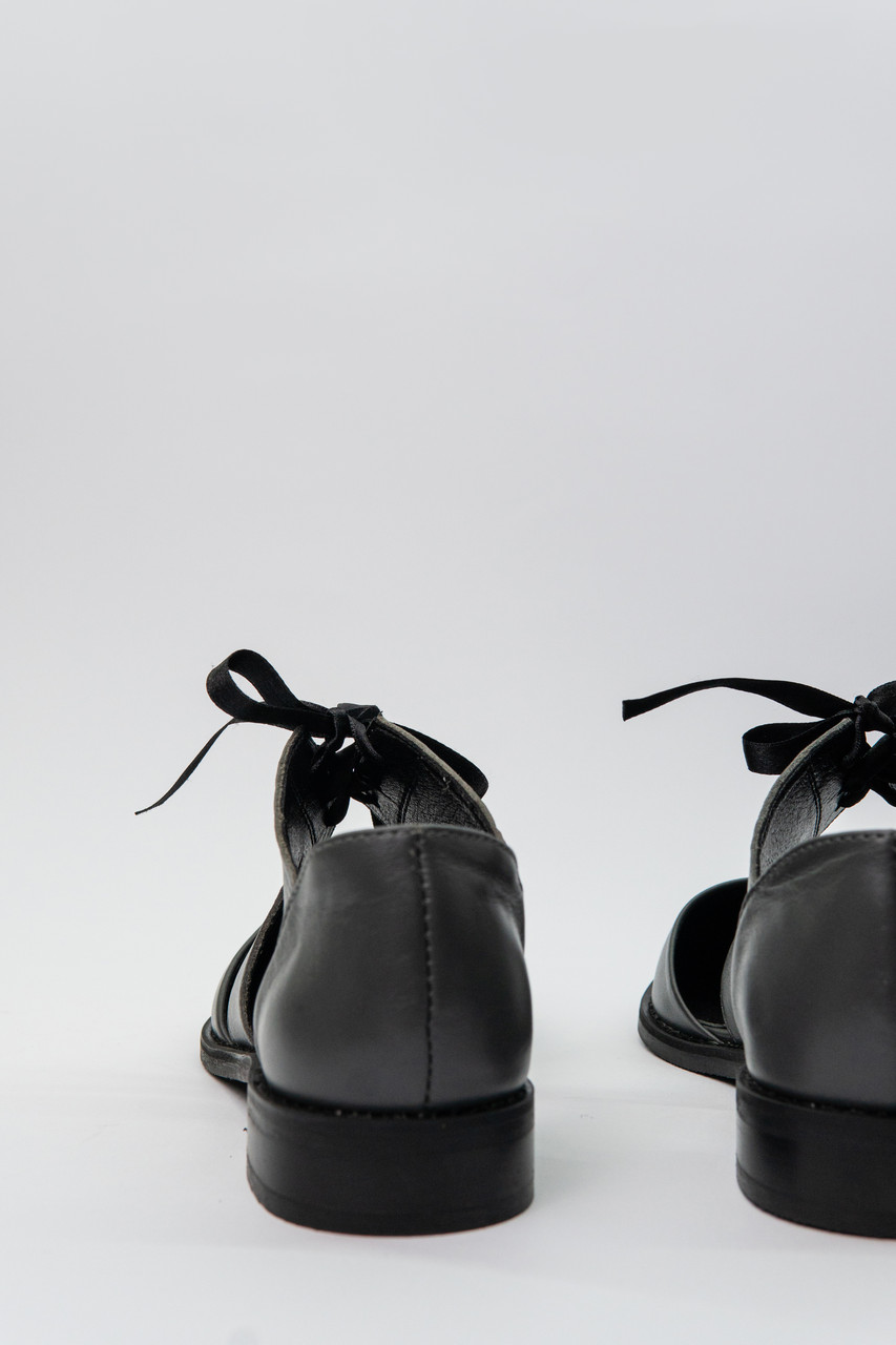Туфли женские на низком ходу серые летние из натуральной кожи - фото 5 - id-p1221472006